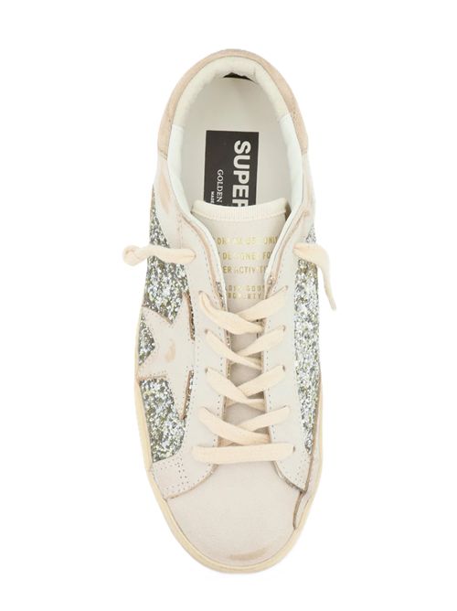 Superstar leather sneakers with all-over glitter pattern Golden Goose | GWF00103.F008901.10931WHITE/PLATINUM/BEIGE